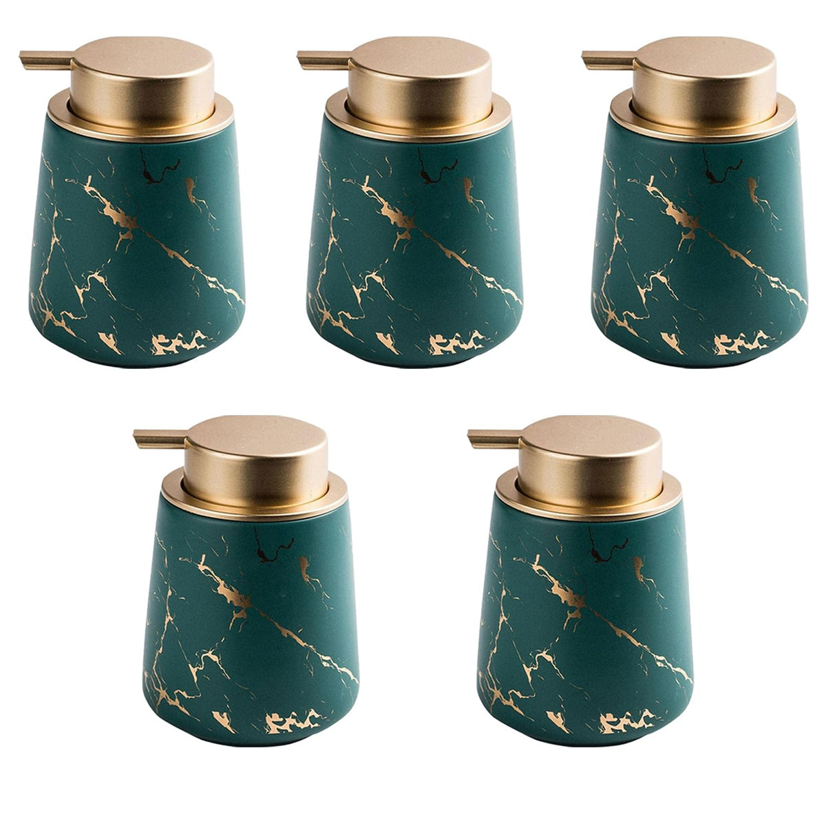 Kuber Industries Liquid Soap Dispenser | Handwash Soap Dispenser | Soap Dispenser for Wash Basin | Shampoo Dispenser Bottle | Bathroom Dispenser Bottle | Pack of 5 | ZX010GN | 400 ml | Green