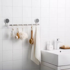 Kuber Industries Towel Bars | Towel Cloth Hanger | Cloth Holder for Bathroom-Kitchen | Single Towel Bar | Cloth Hanger for Bathroom | Towel Rod Bars | 1337 | White
