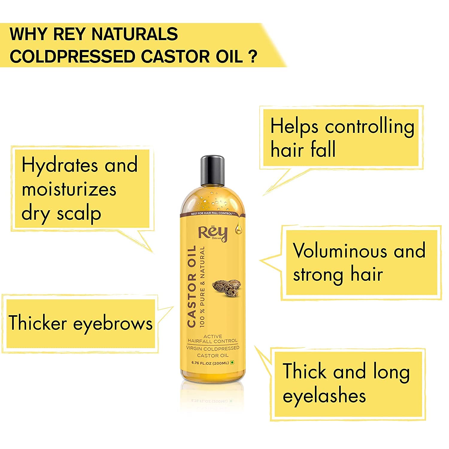 Rey Naturals Castor Oil - Premuim hair growth solution