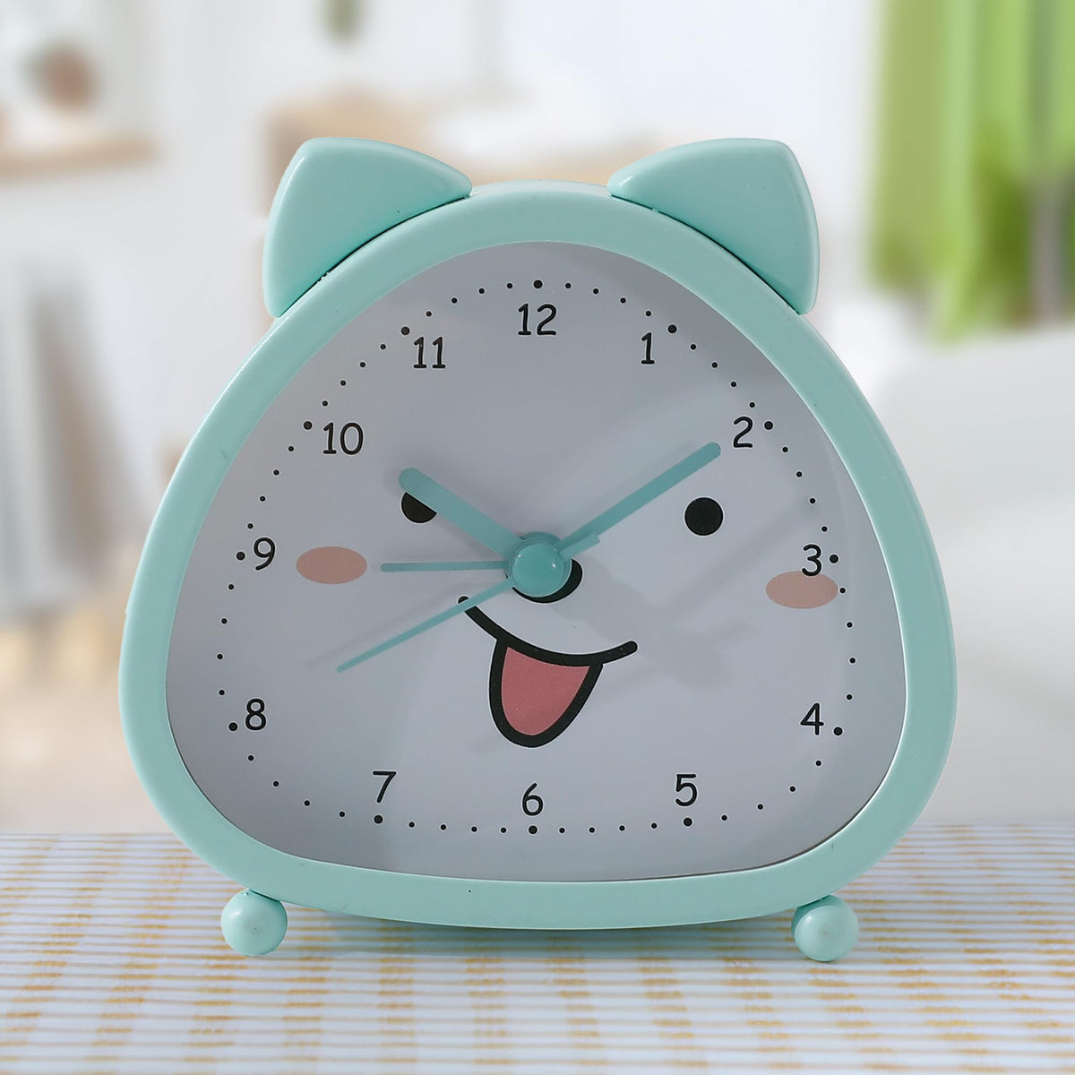 UMAI Alarm Clock (10cm) | Alarm Clock for Students | Loud Alarm Clock for Heavy Sleepers | Mini Alarm Clock for Kids | Alarm Clock for Bedroom |Cat Ears Table Clock for Study Table - Blue