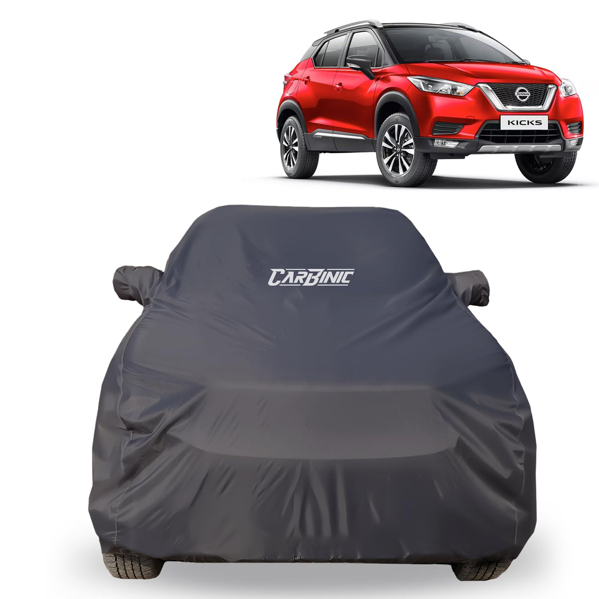 CARBINIC Car Body Cover for Nissan Kicks 2019 | Water Resistant, UV Protection Car Cover | Scratchproof Body Shield Dustproof All-Weather Cover Mirror Pocket & Antenna | Car Accessories