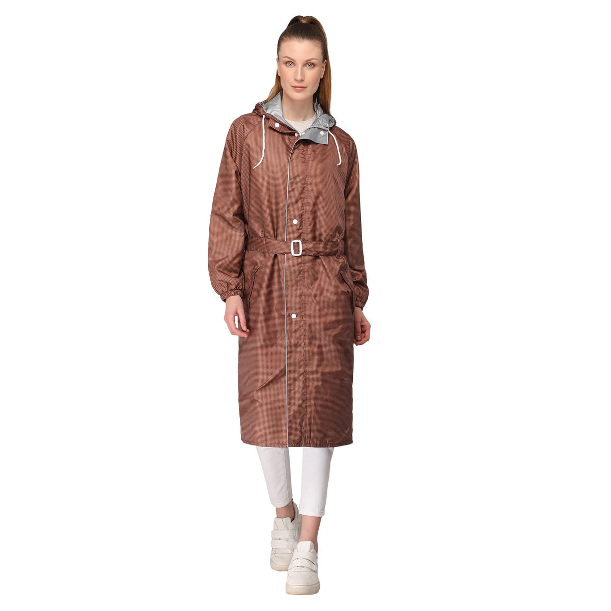 The CLOWNFISH by STRAUSS Raincoats for Women Waterproof Reversible Double Layer. Brilliant Pro Series (Brown, X-Large)