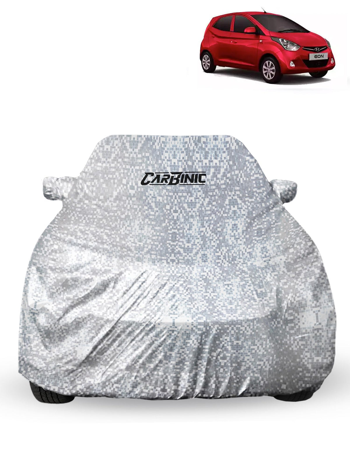 CARBINIC Car Cover for Hyundai Eon 2019 Waterproof (Tested) and Dustproof UV Heat Resistant Outdoor Protection with Triple Stitched Fully Elastic Surface