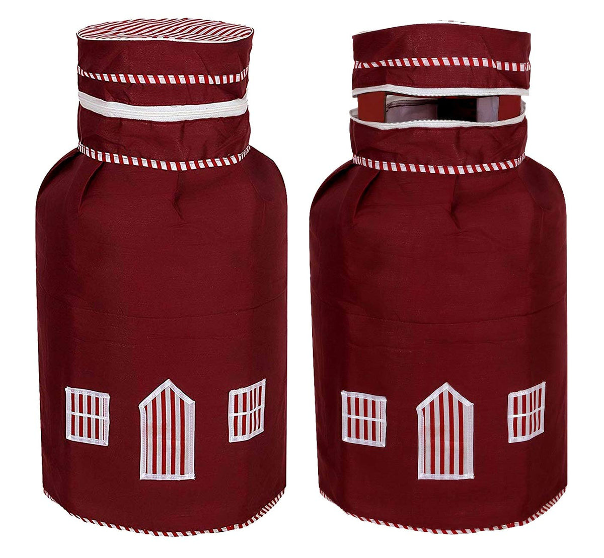 Kuber Industries 2 Pieces Cotton Dust -Water Proof LPG Gas Cylinder Cover (Maroon) - CTKTC040746