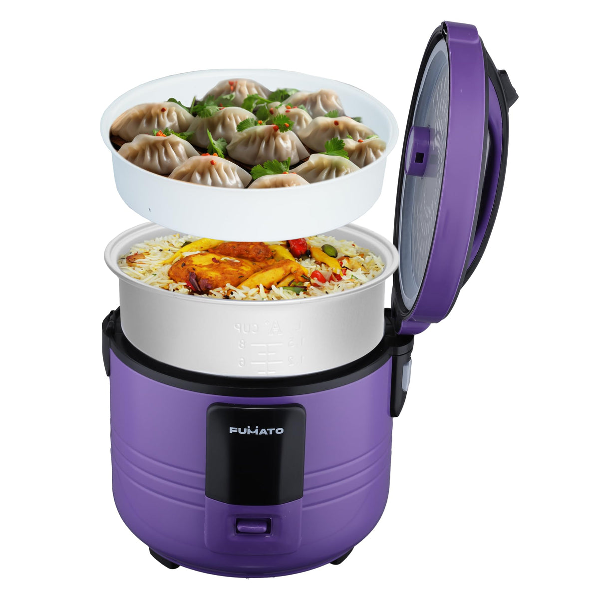 FUMATO Electric Rice Cooker 1.5 L | Smart Touch Control I Aluminum Trivet I Auto Warm Function I Measuring Cup Included I Even Heat Distribution I ISI Certified I 1 Year Warranty I Purple Haze