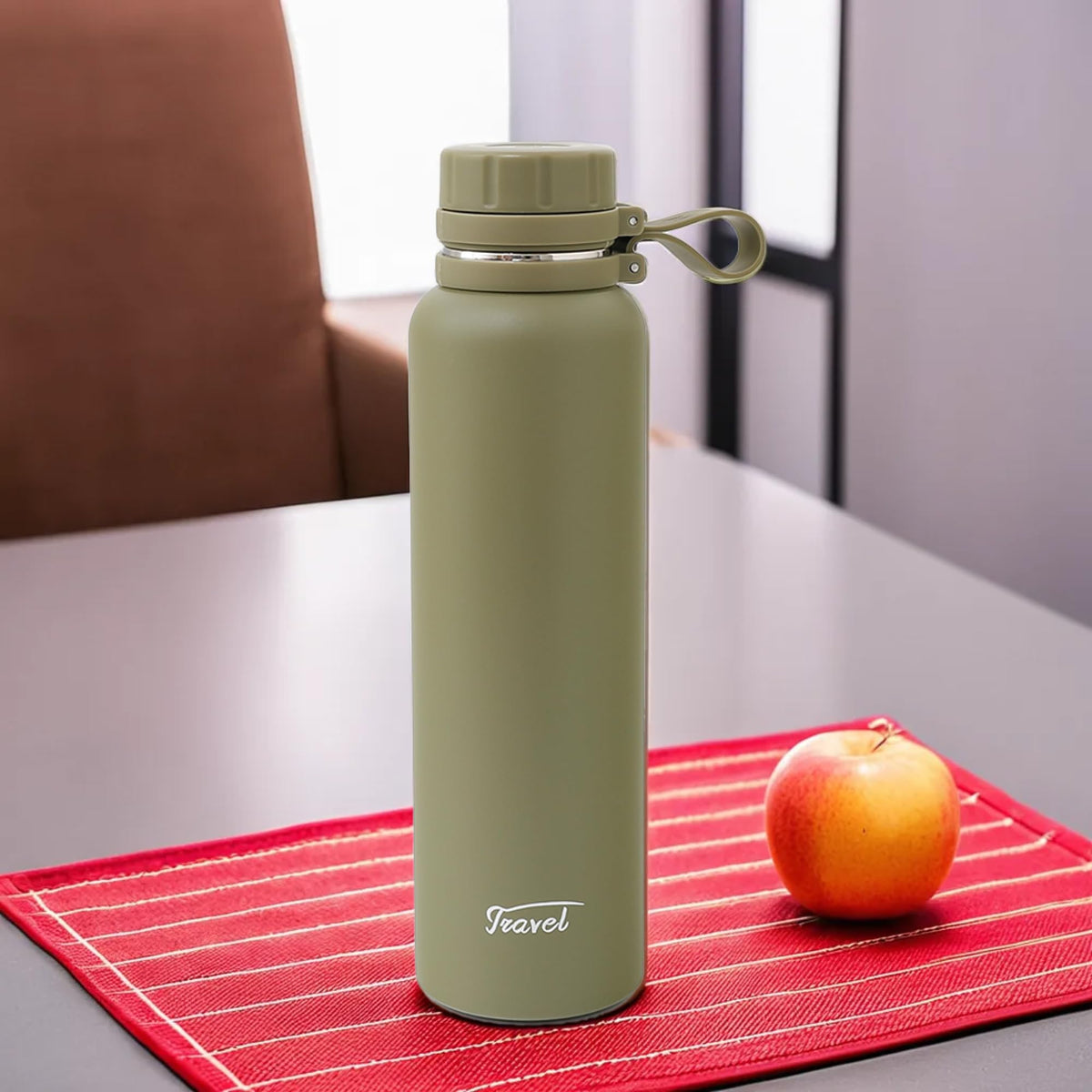 UMAI Insulated Double Walled Stainless Steel Water Bottle 1100ml | Hot & Cold Office School Gym Bottle | 8 Hrs Insulation Airtight BPA Free | Leak Proof| Olive Green