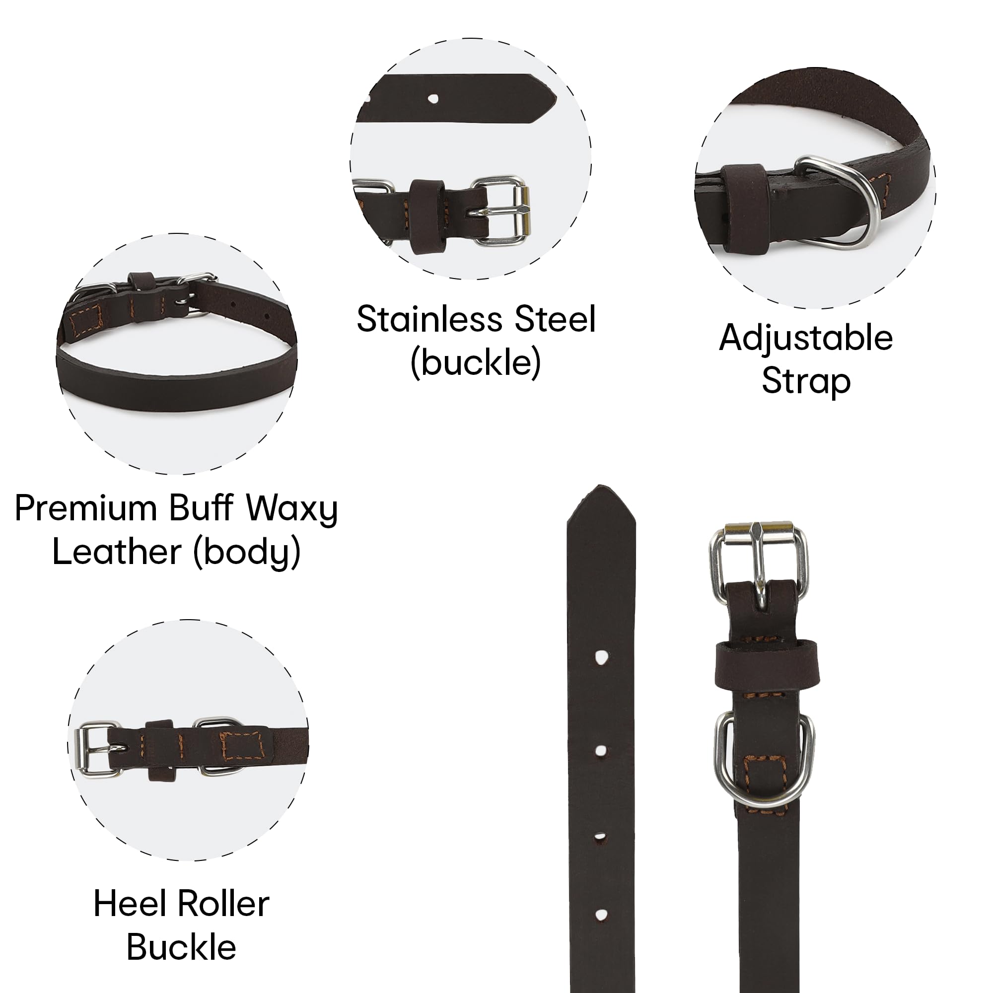 Anko leather dog collar - Comfortable collar for training and walking