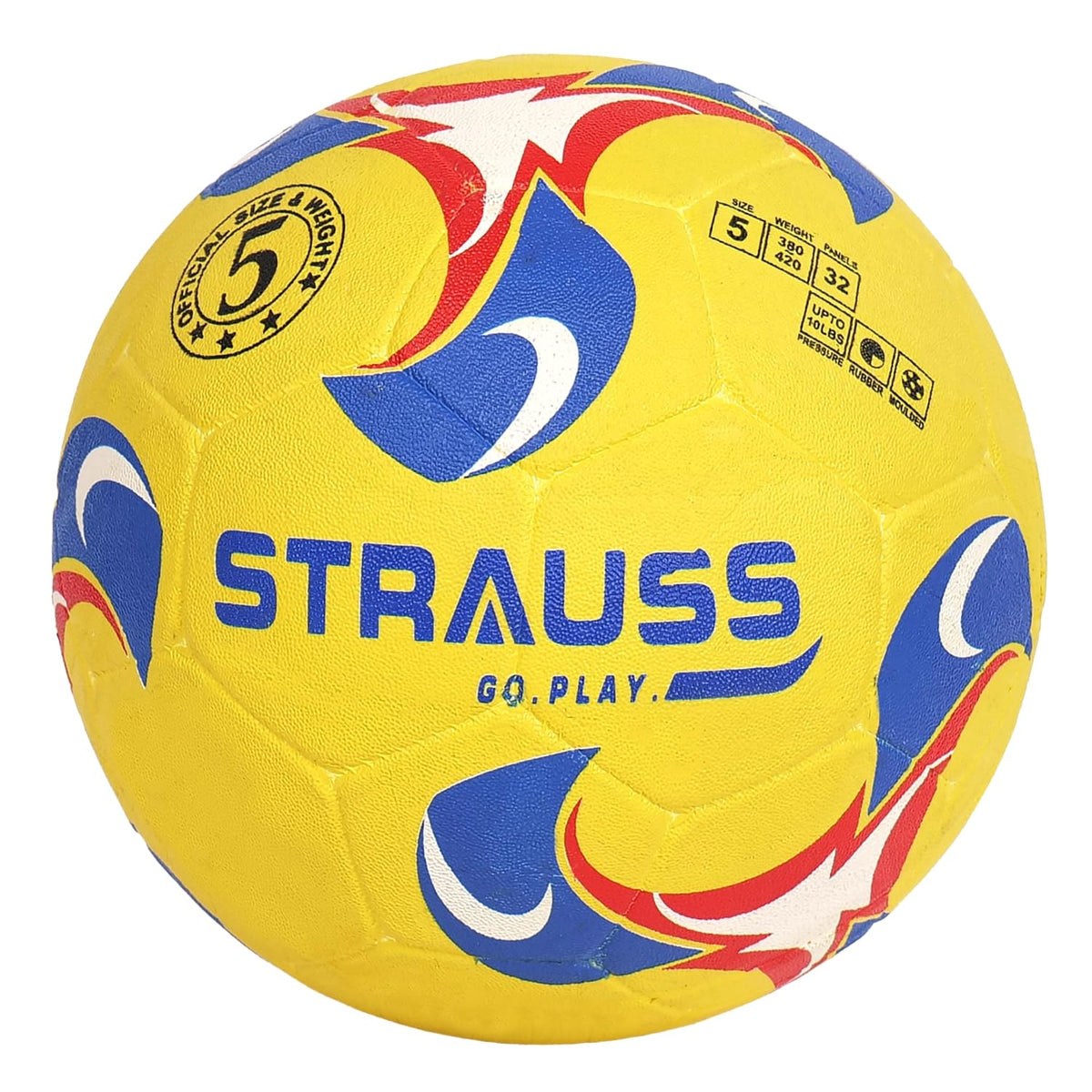 STRAUSS Goal Football, Rubberized Moulded, Suitable for Hard Ground Without Grass, Training Ball, Soccer Ball, Football for Men & Women, Size-5, Yellow