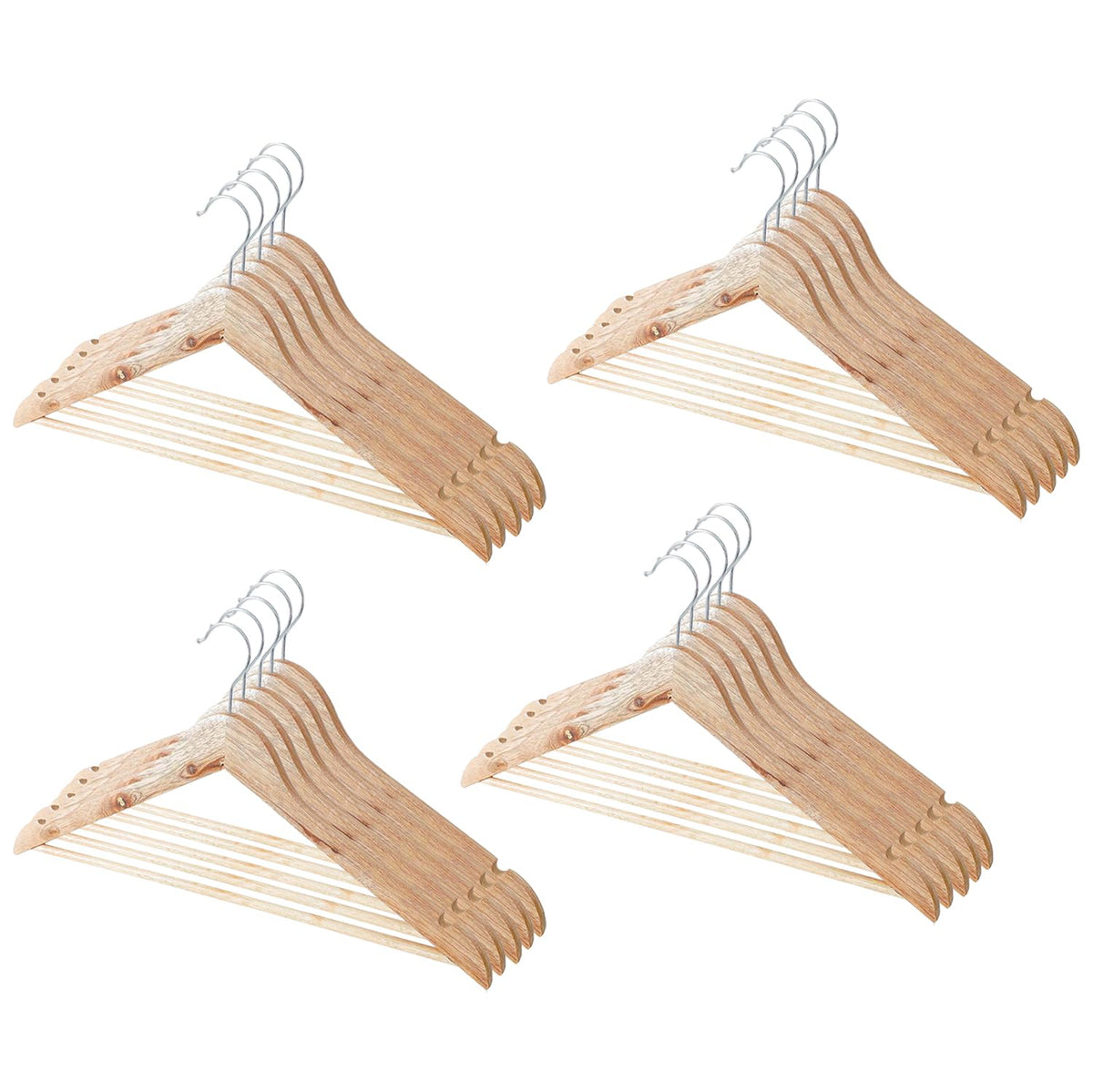 Kuber IndustriesWooden Cloth Hanger Set of 20 with Chromed Plated Steel Hook|Natural|