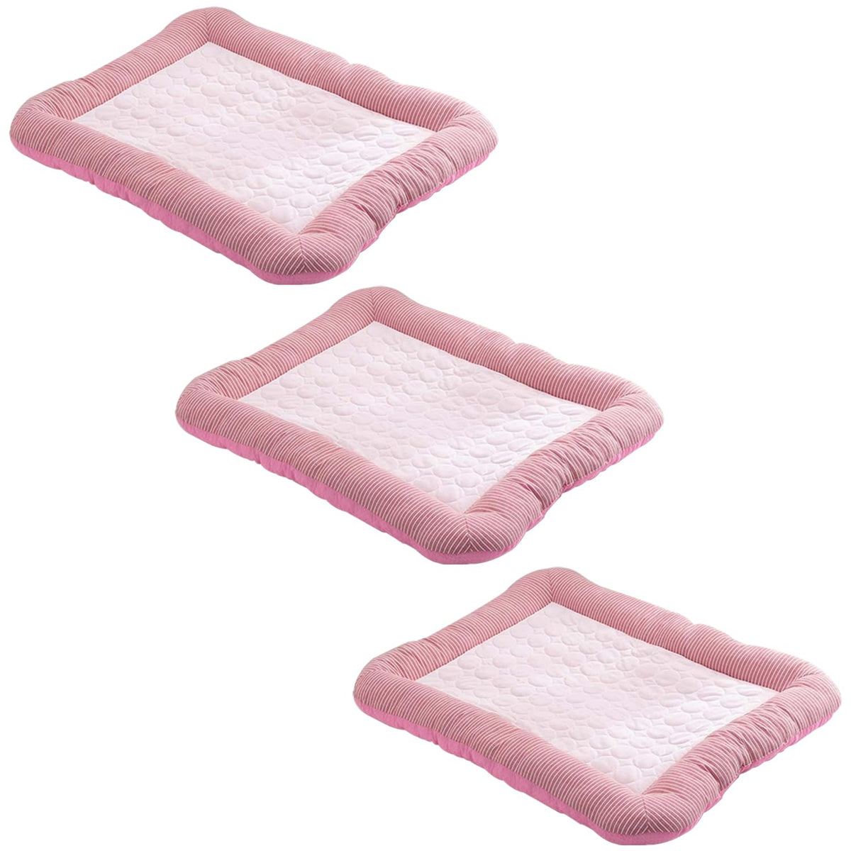 Kuber Industries Rectangular Dog & Cat Bed|Yarn Dyed Oxford Cloth|Nylon and Polyester With Cotton Filling|Self-Cooling Bed For Dog & Cat|Small Light-weight & Durable Dog Bed|ZQCJ005P-L|Pink(Pack Of 3)