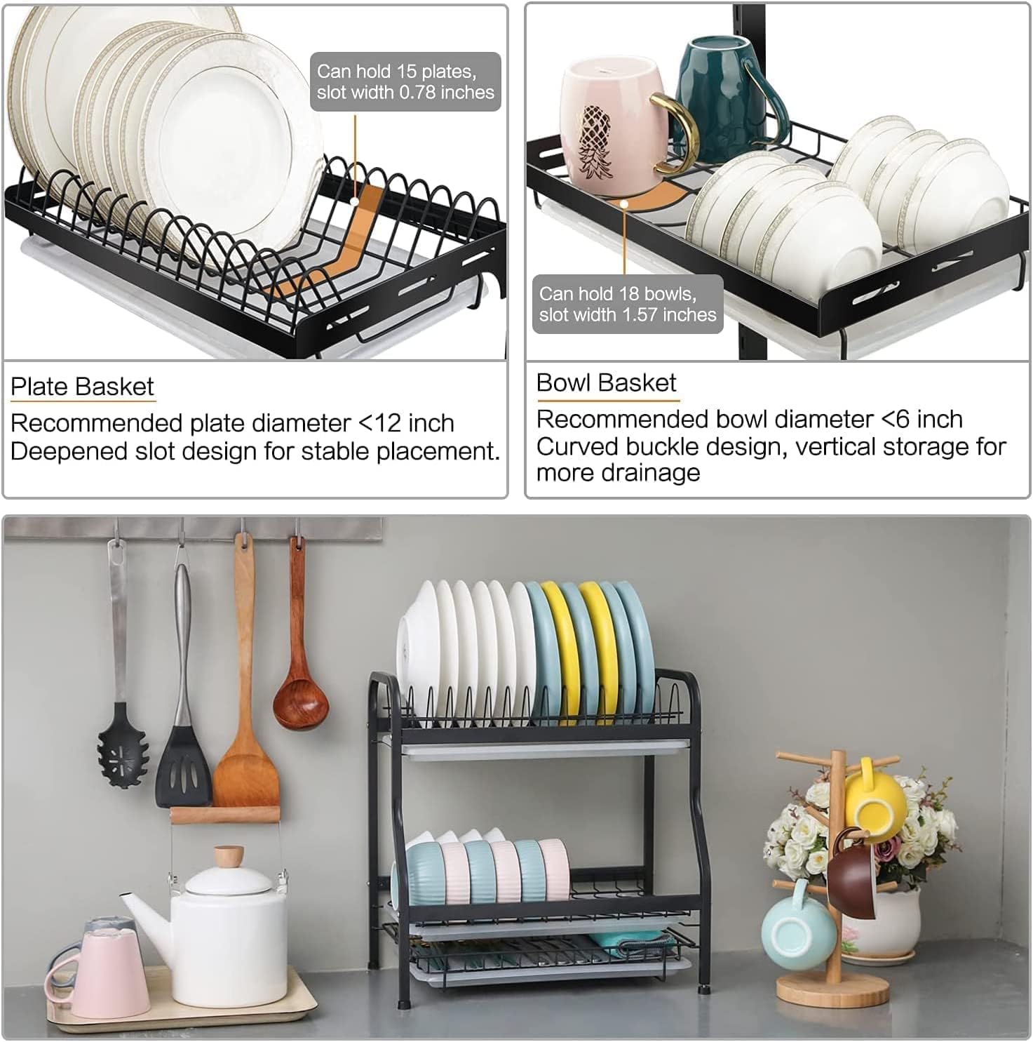 Kuber Industries 2-layer dish drying rack - space-saving storage