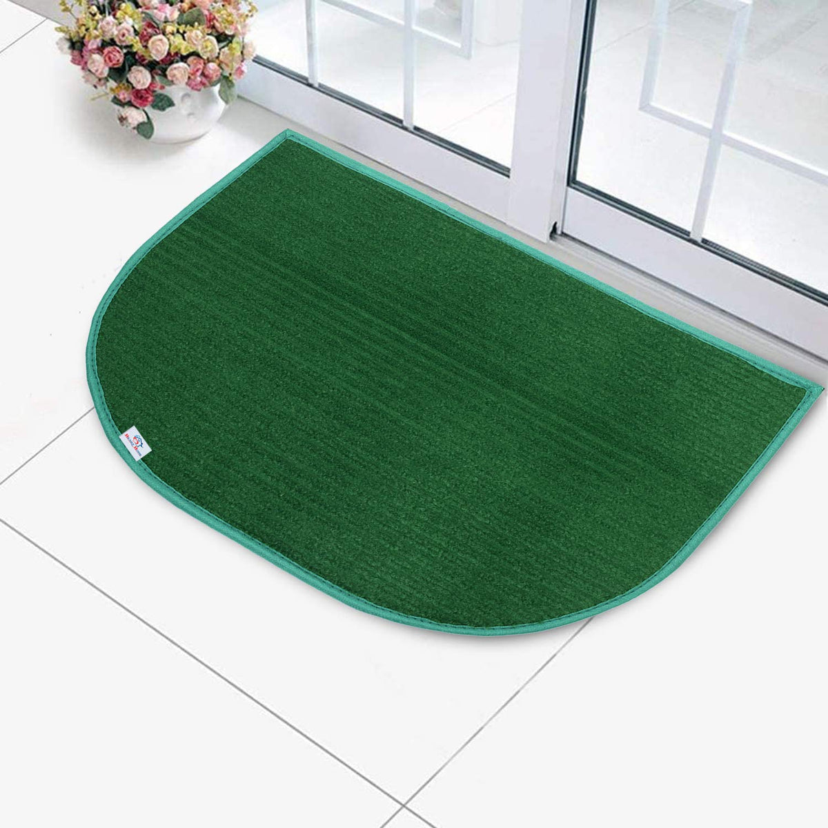 Heart Home D-Shape Durable Microfiber Door Mat, Heavy Duty Doormat,(14'' x 23'', Green)-HEART12159, Standard