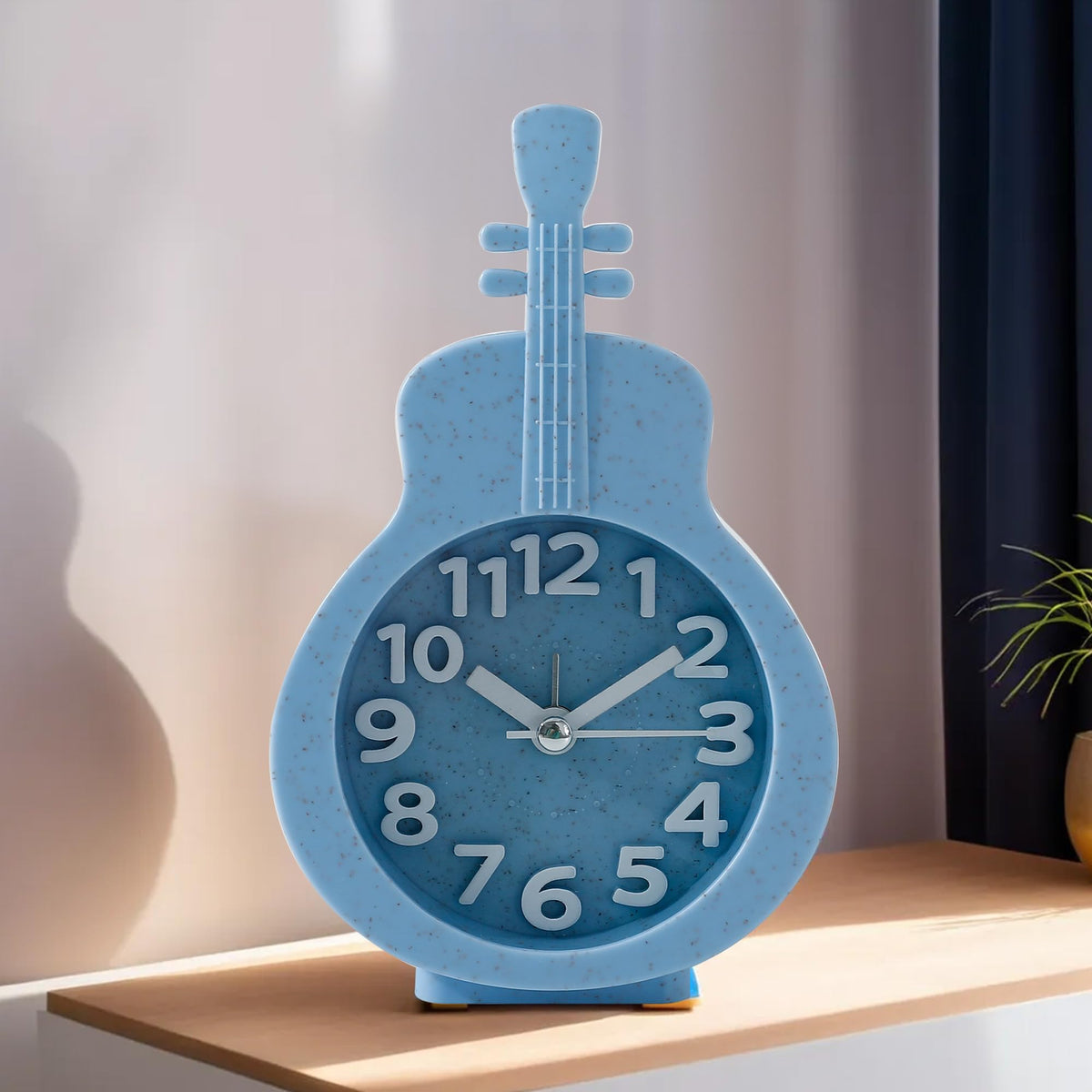 The Better Home Alarm Clock (15cm) |Alarm Clock for Students |Alarm Clock for Bedroom |Loud Alarm Clock for Heavy Sleepers |Mini Alarm Clock for Kids |Violin Shaped Table Clock for Study Table - Blue