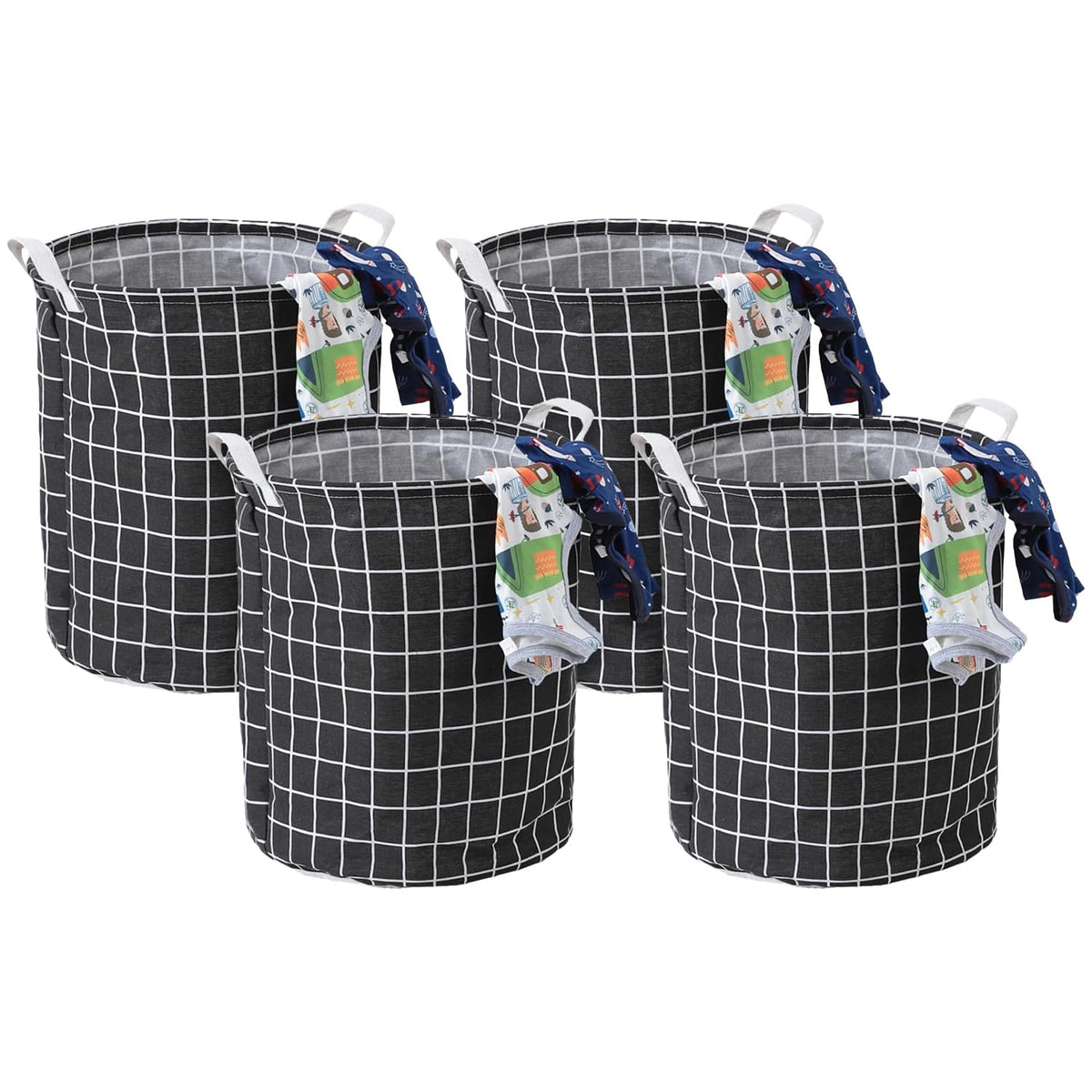 Kuber Industries Laundry Basket For Clothes|Foldable Laundry Hamper|Basket For Toys, Dirty clothes, Storage "45 LTR"-Pack of 4 (Black)