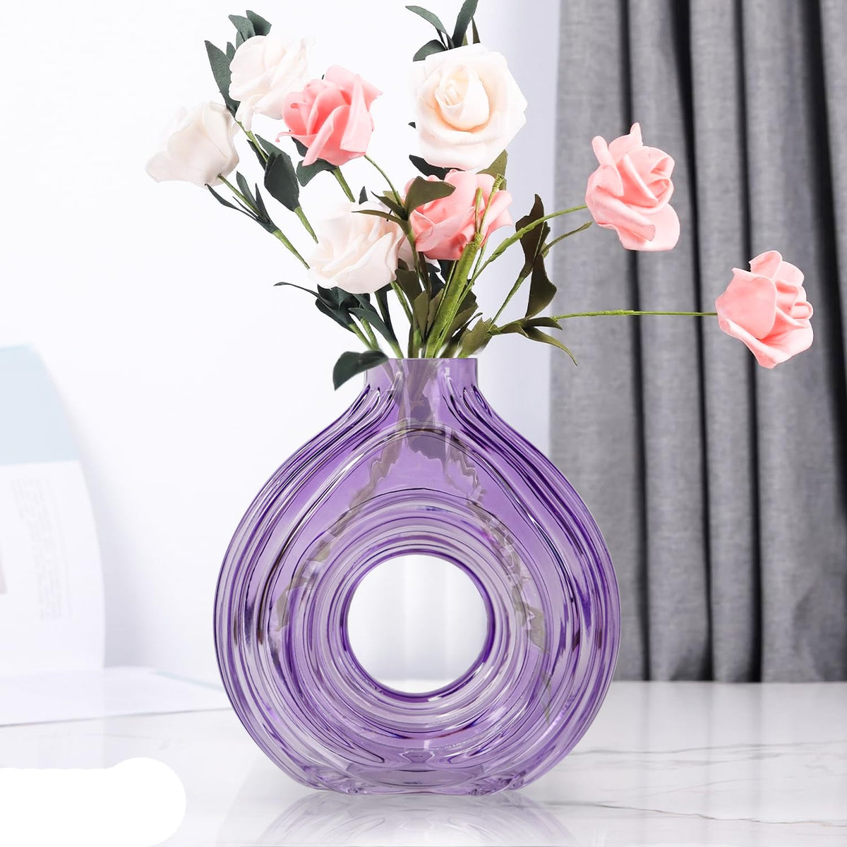 Ekhasa 100% Crystal Glass Vase Flower Pot for Home Decoration | Center Table Decorative Items | Thickened Transparent Glass Vase for Flowers. Bookshelf, Dinner Table, Office Desk & Premium Gift