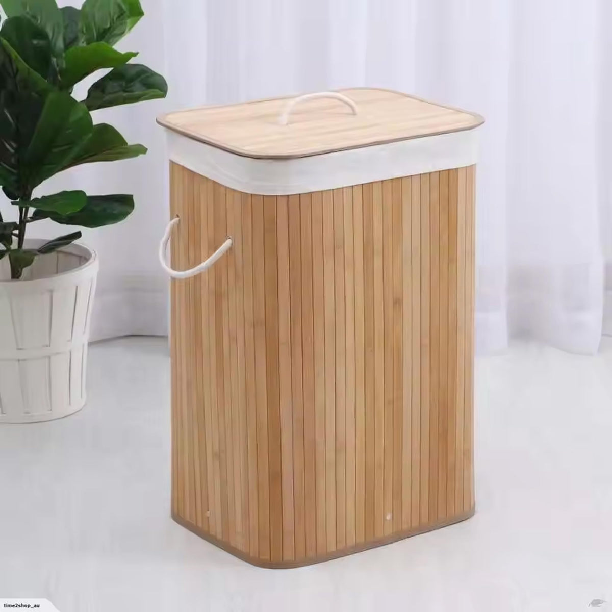 The Better Home Bamboo Basket for Storage(40*30*60cm) Laundry Basket for Clothes With Lid | Home Organizer Items and Storage | Eco Friendly | Compact and Easy to carry | Home Storage Organizer | Brown