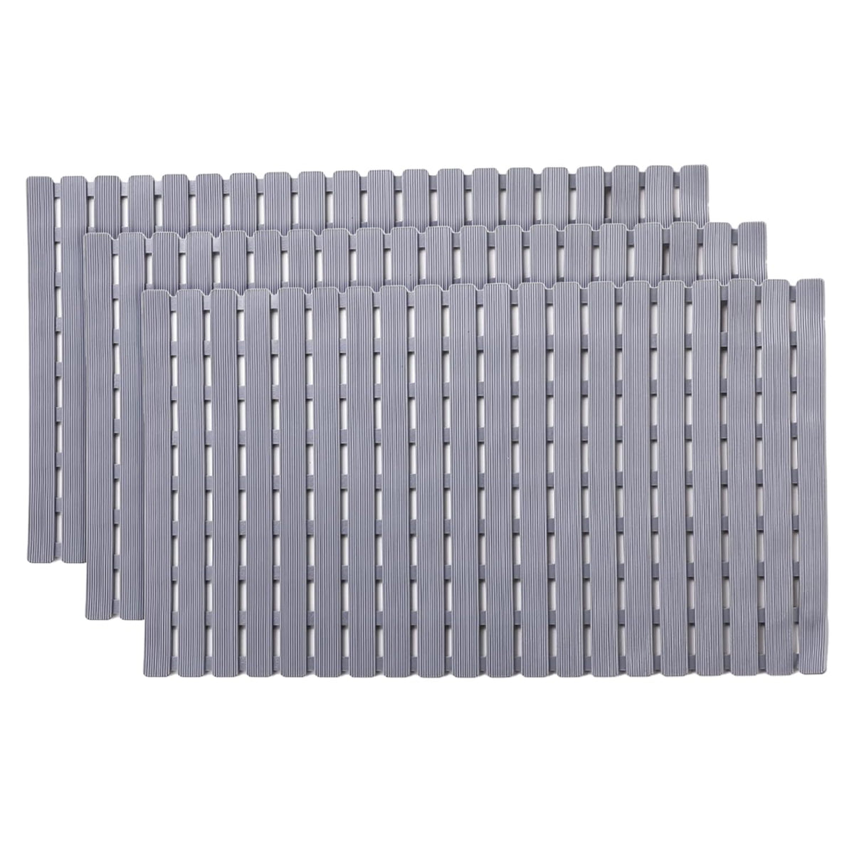 Kuber Industries Bath Mat | PVC Bathroom Mat | Shower Bath Mat | Floor Tub Mat | Bathroom Mud Mat | Anti-Skid Shower Bathroom Mat | JL-01B |Pack of 3| Gray