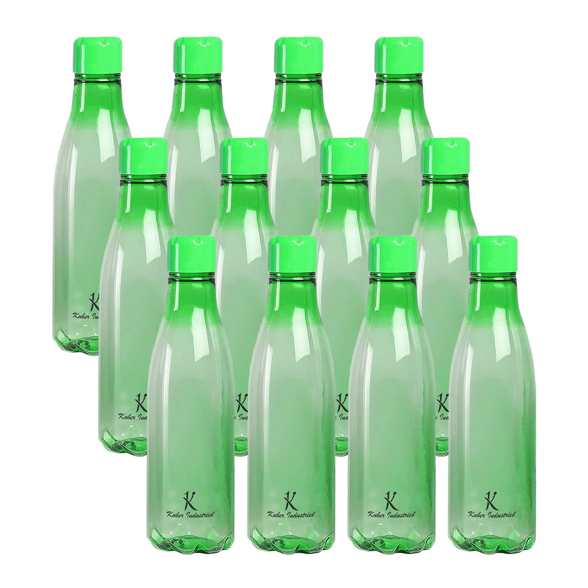 Kuber Industries BPA Free Plastic Water Bottles | Unbreakable, Leak Proof, 100% Food Grade Plastic | For Kids & Adults | Refrigerator Plastic Bottle Set of 4|Green (Pack Of 3)