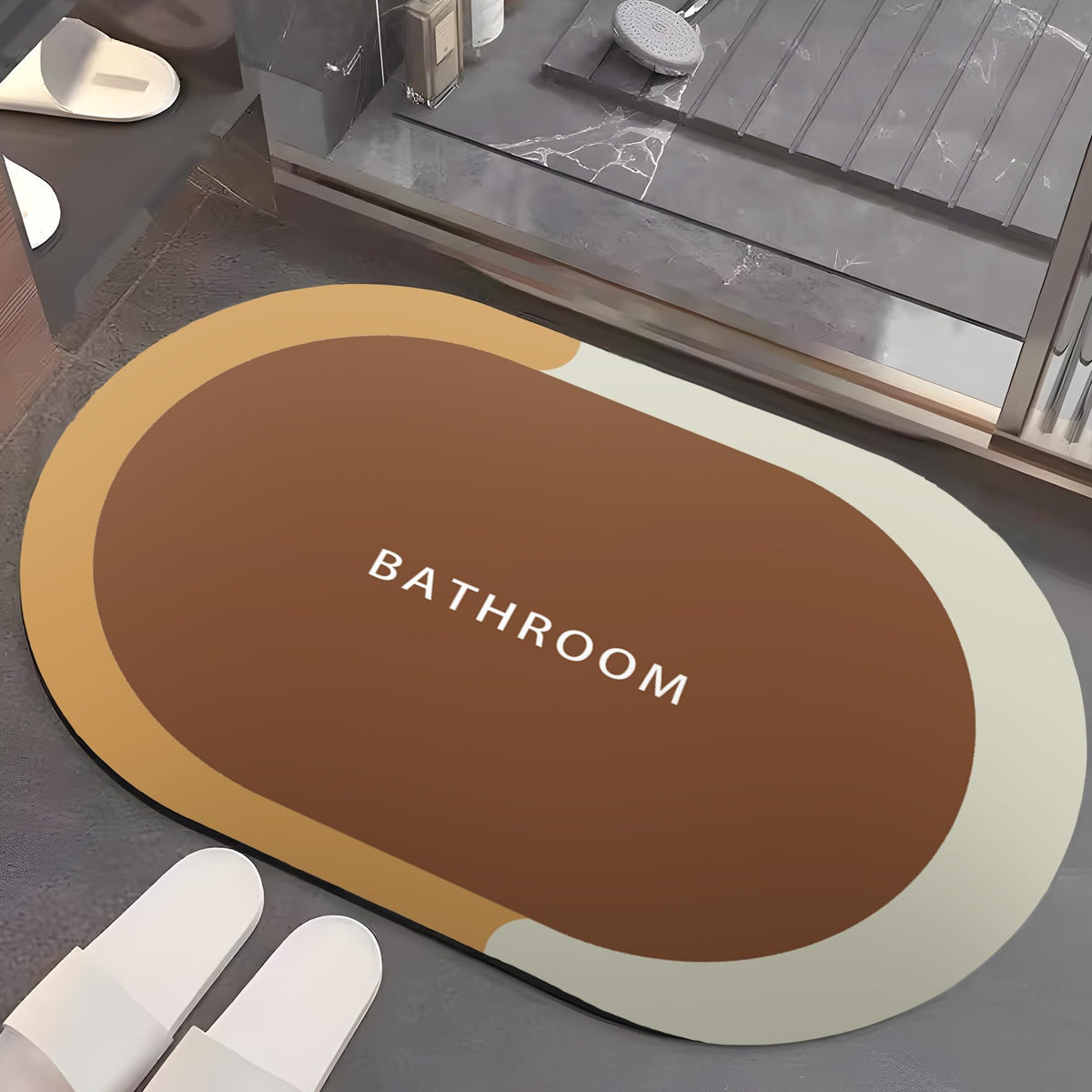 UMAI Polyester Non-Woven Felt Bathroom Mat(40 * 60cm) Bath Mat | Anti Skid Mat for Bathroom Floor | Bathroom Accessories | Bathroom Mats Water Soak | Non Slip Mat for Bathroom | Floor Mat (Brown)