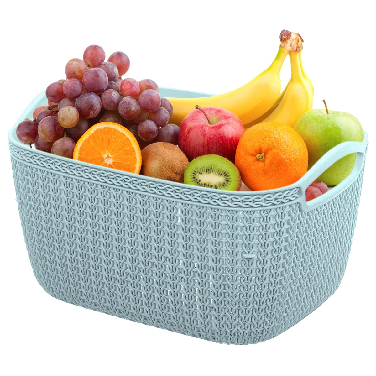 Kuber Industries Q-6 Designer Plastic Storage Basket for Store Fruits, Vegetables, Magazines, Cosmetics, Stationary (Blue)-50KM01666