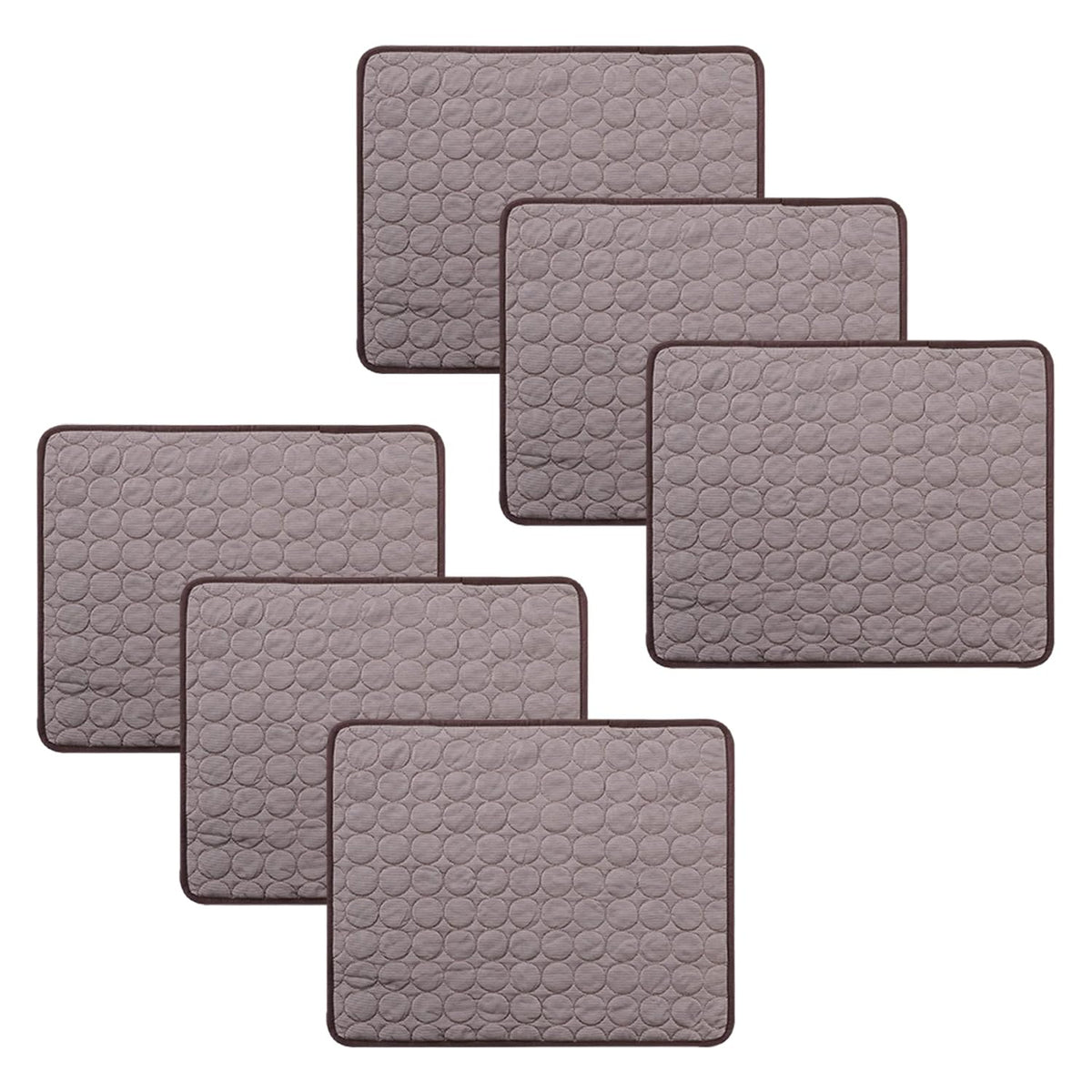 Kuber Industries Pack Of 6 Rectangular Dog & Cat Bed|Premium Cool Ice Silk with Polyester With Bottom Mesh|Multi-Utility Self-Cooling Pad For Dog & Cat|Light-weight & Durable Dog Bed|ZQCJ001C-M|Coffee