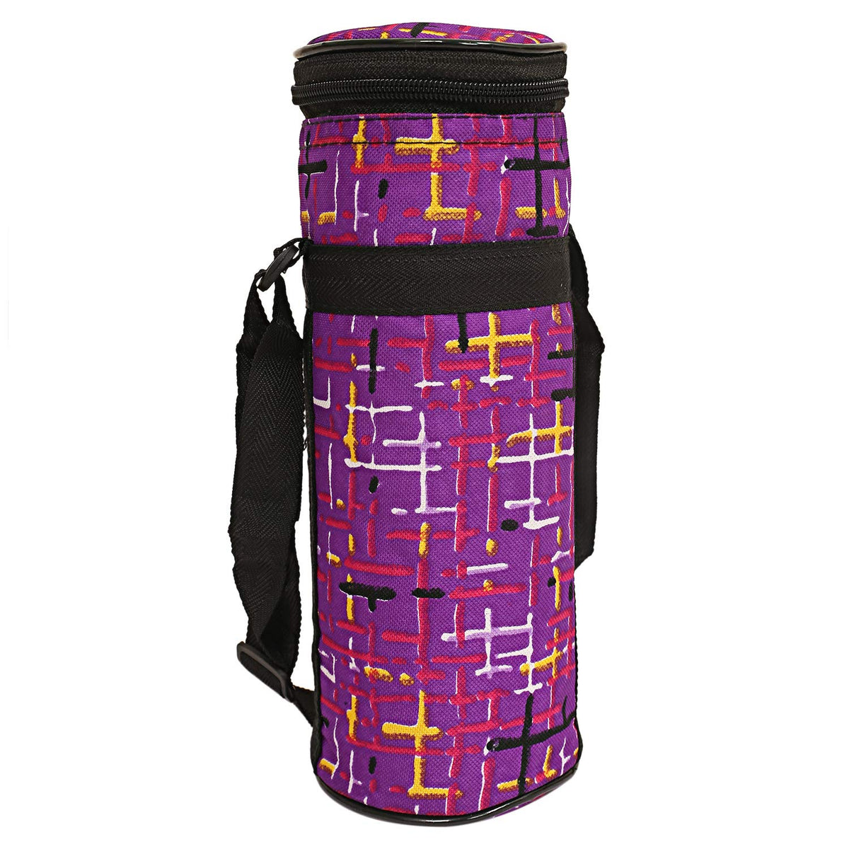 Kuber Industries Circle Design Canvas Water Bottle Cover, 2 litres, Purple