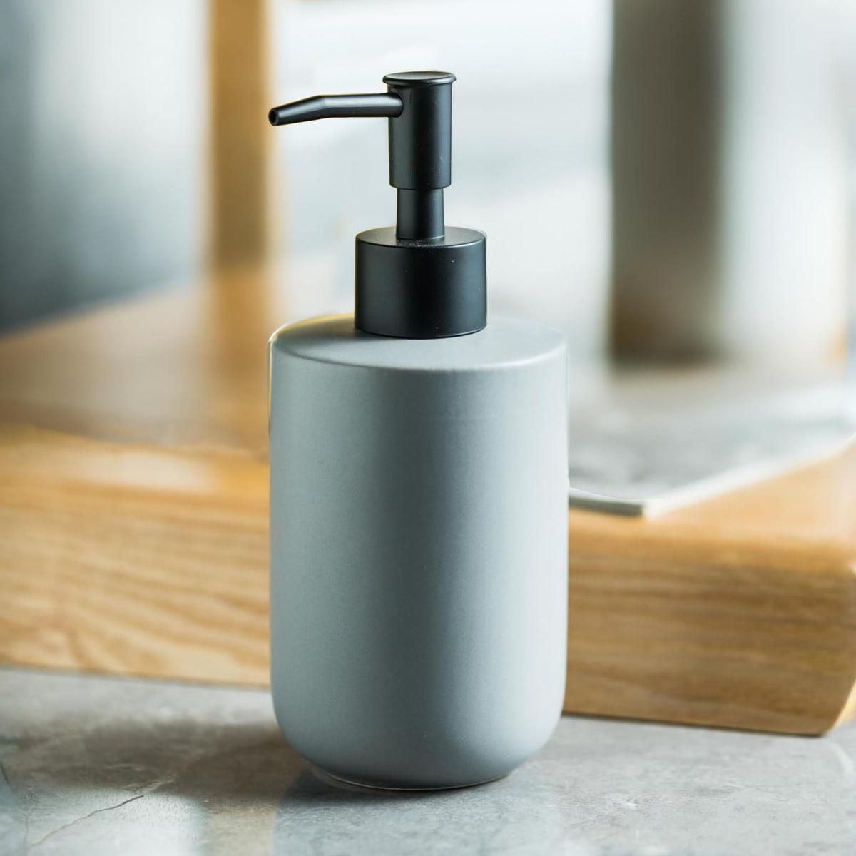 The Better Home 350ML Grey Ceramic Soap Dispenser for Bathroom | Bathroom Accessories | Handwash Dispenser | Liquid Soap Dispenser for Kitchen | Handwash Bottle | Hand Wash Dispensers Pump