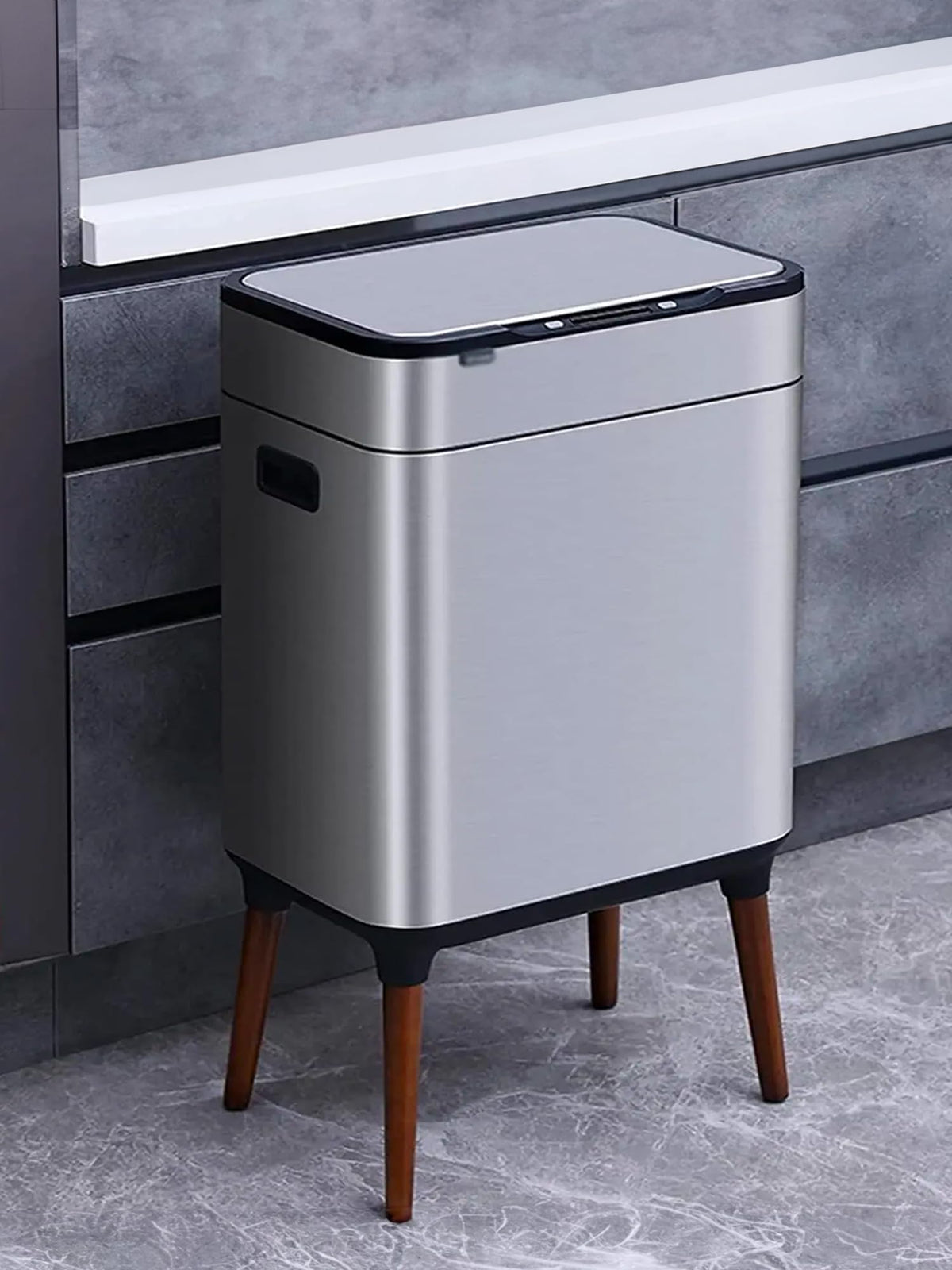 UMAI (9L+9L Dustbin For Kitchen | Dustbin For Bathroom | 62cm Automatic Smart Sensor Dustbin For Bedroom | Steel Dustbin With Lid | Hands Free Access | Dustbin For Office | Garbage Bin - Silver