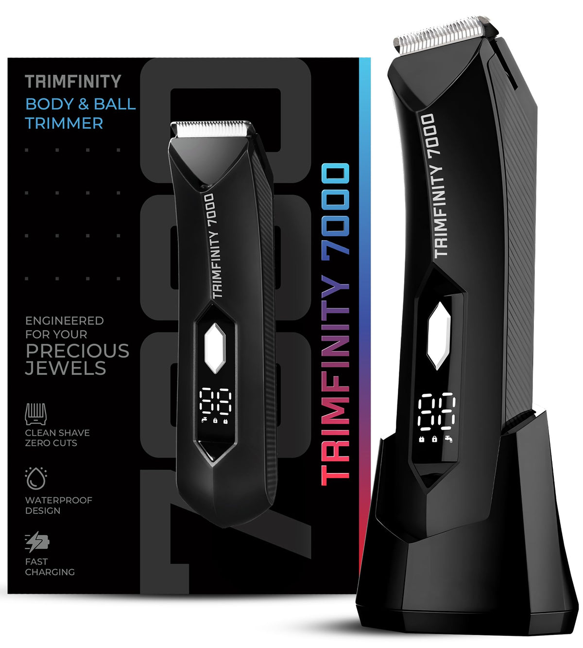 Trimfinity 7000 Body Trimmer for Men by UrbanGabru | Safest Body Hair Trimmer | Waterproof, Ceramic Blades, Dual Mode, LED Display & Light, Fast Charging, 1-Year Warranty