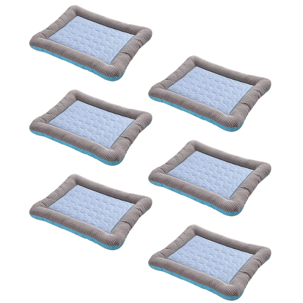 Kuber Industries Rectangular Dog & Cat Bed|Yarn Dyed Oxford Cloth|Nylon and Polyester With Cotton Filling|Self-Cooling Bed For Dog & Cat|Small Light-weight & Durable Dog Bed|ZQCJ005B-L|Blue(Pack Of 6)