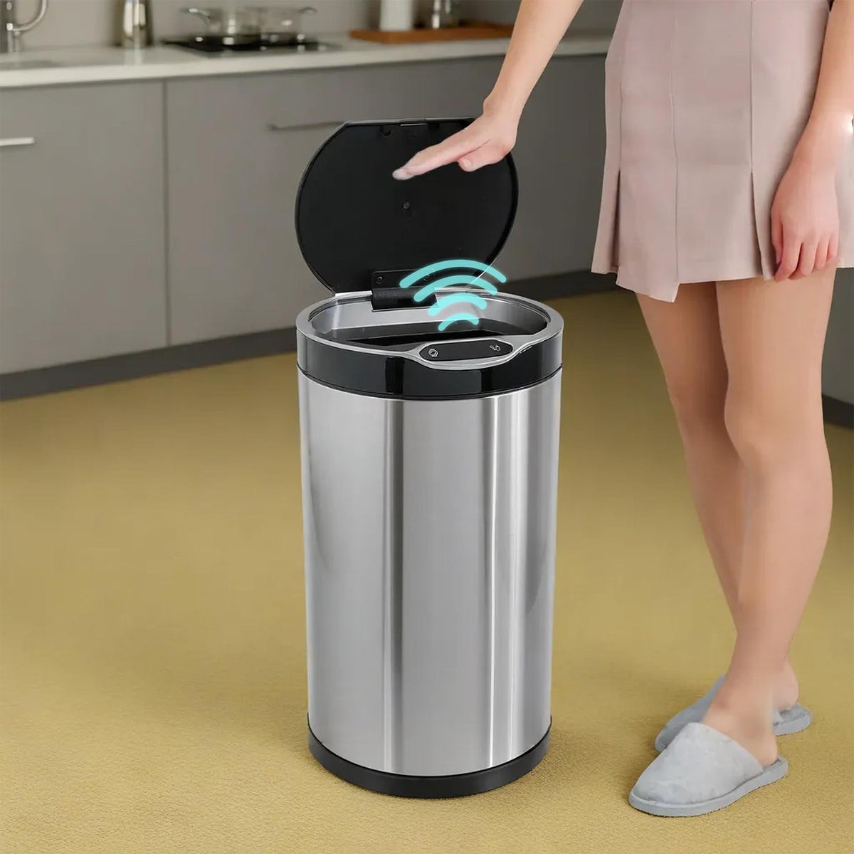 The Better Home 20L Stainless Steel Dustbin with Lid | (50cm) Automatic Smart Sensor Dustbin For Kitchen, Bedroom & Office | Dustbin For Bathroom | CE & RoHS Certified | Silver