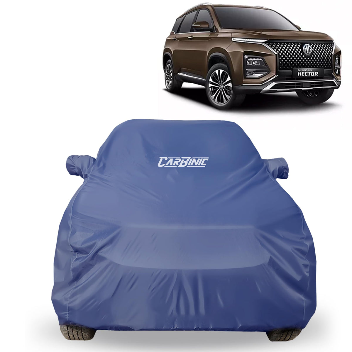 CARBINIC Car Body Cover for BYD Atto 2023 | Water Resistant, UV Protection Car Cover | Scratchproof Body Shield | All-Weather Cover | Mirror Pocket & Antenna | Car Accessories Dusk Blue