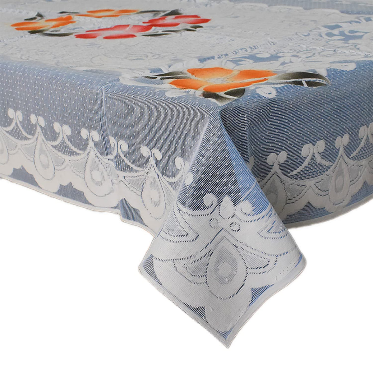 Kuber Industries Flower Printed Home Decorative Luxurious 4 Seater Cotton Center Table Cover/Table Cloth, 40"x60" (Ice Blue)-44KM088