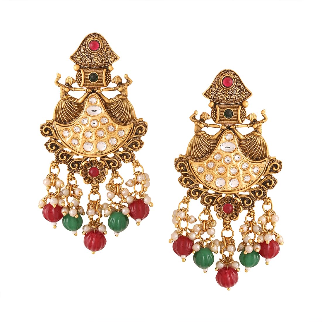 Yellow Chimes Kundan Drop Earrings - Lightweight and Comfortable