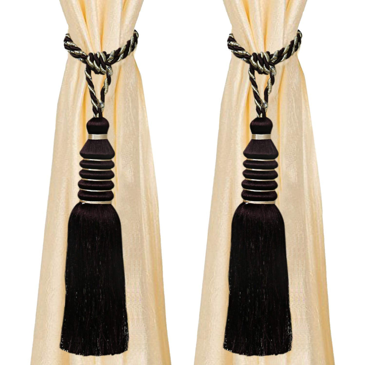 Kuber Industries Polyester 2 Pieces Curtain Tie Back Tassel Set (Brown) -CTKTC12871 (CTKTC012871)