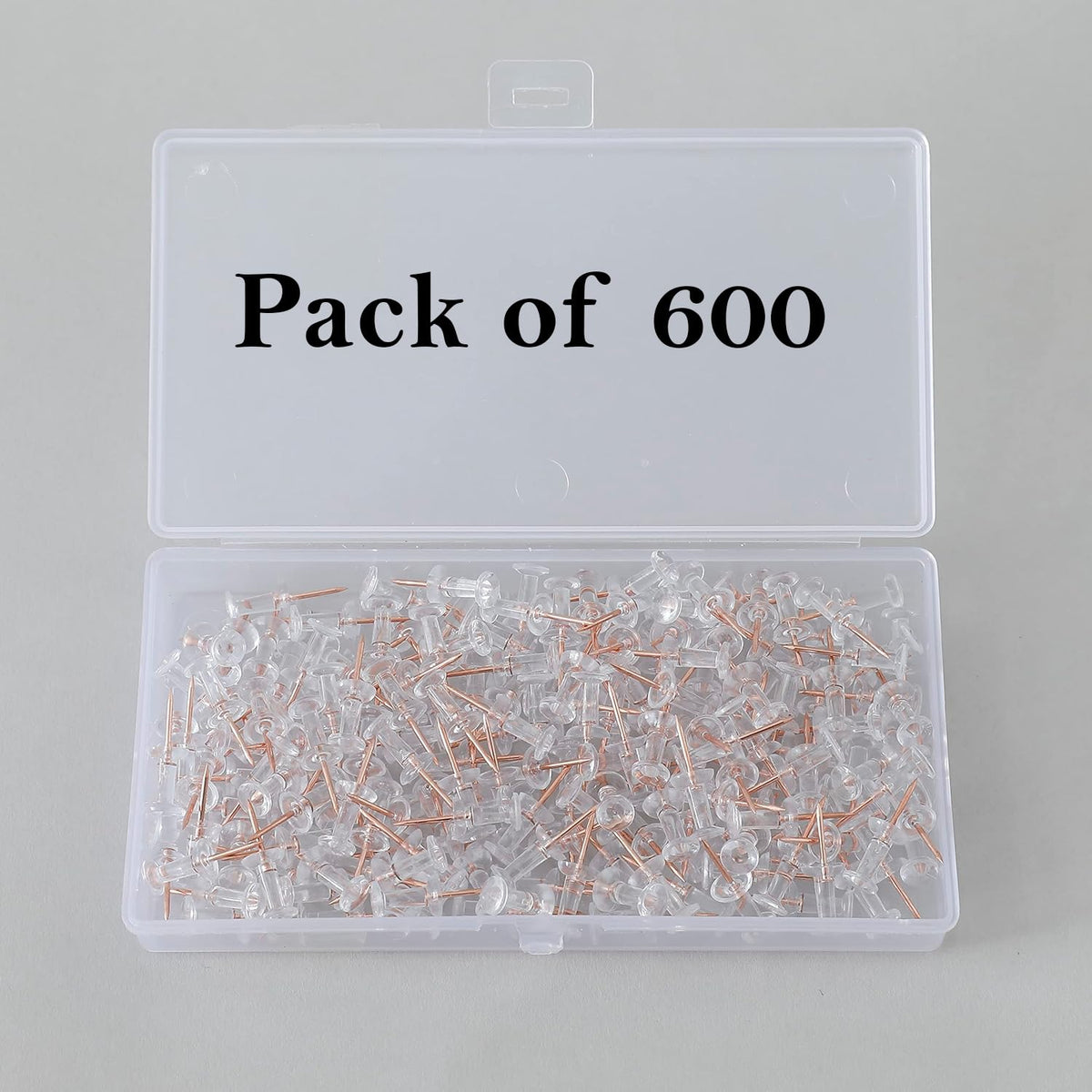 Kuber Industries Rose Gold Needle Push Pins Tacks|Heavy-Duty Notice Board Pins|200 (Transparent) (Pack of 3)