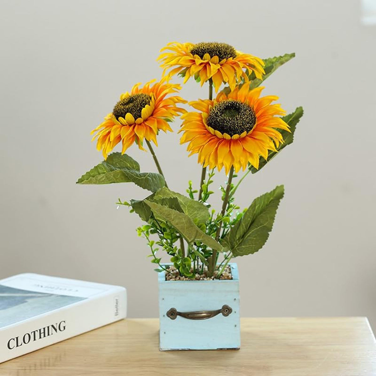 UMAI Artificial Flowers for Decoration with Pot | Yellow Sunflowers for Home Decor Items | 36 CM Long | Aesthetic Room Decor Items for Living Room, Bedroom | Fake Plants for Office Desk, Reception