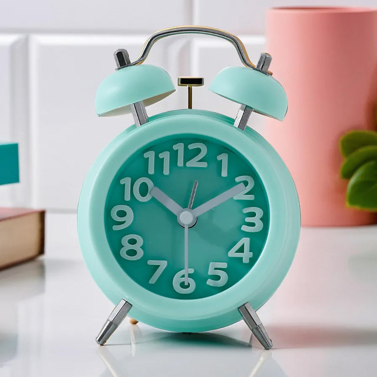 UMAI Alarm Clock (10cm) |Alarm Clock for Students |Loud Alarm Clock for Heavy Sleepers |Mini Alarm Clock for Kids |Alarm Clock for Bedroom |Wake Up Timer | Twin Bell Table Clock for Study Table-Green