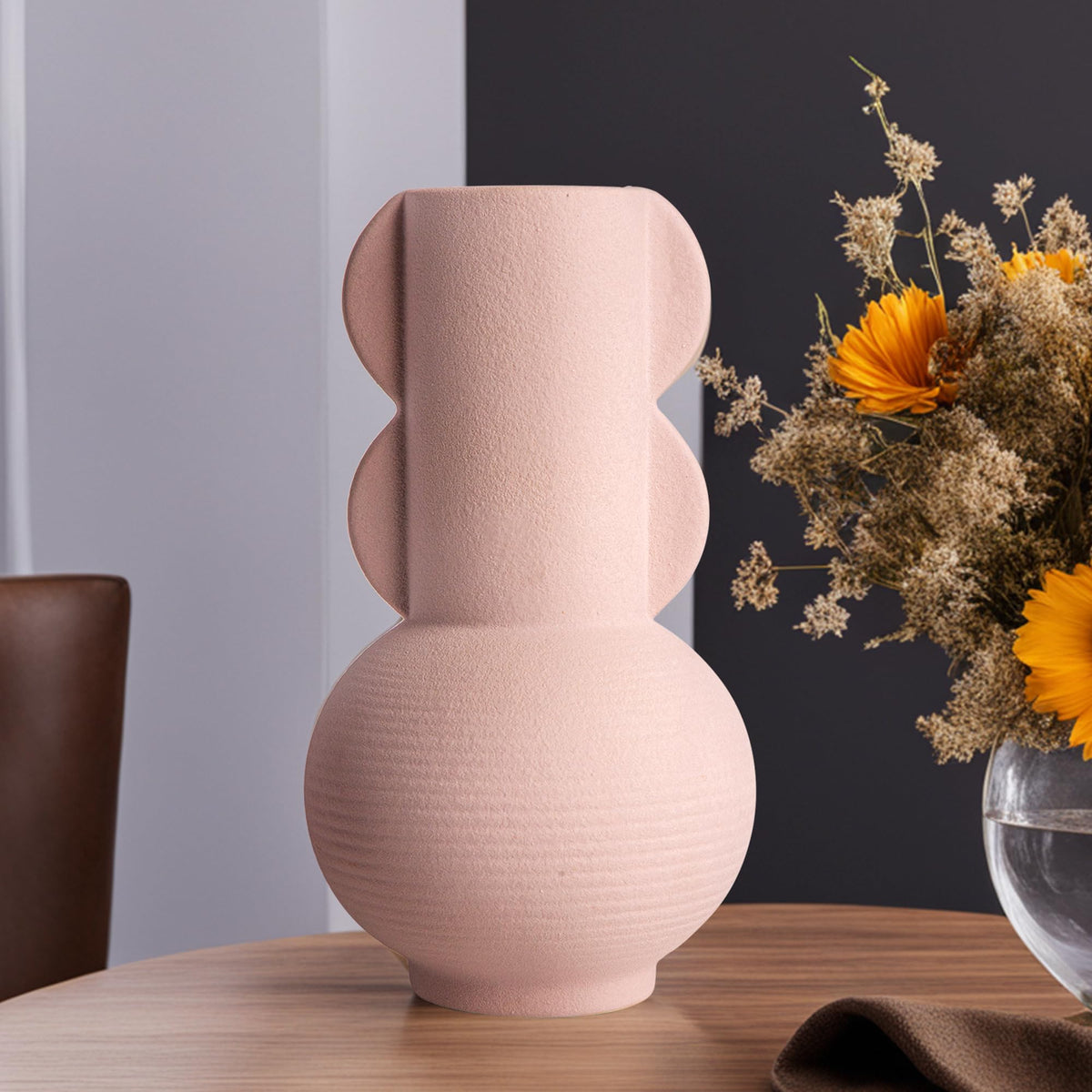 Anko Winged Pink Ceramic Flower Vases for Home Decor | Flower Vase for Living Room, Bedroom, Office | Show Pieces for Home Decor, Houswarming Gifts for New Home | 23.5x13cm