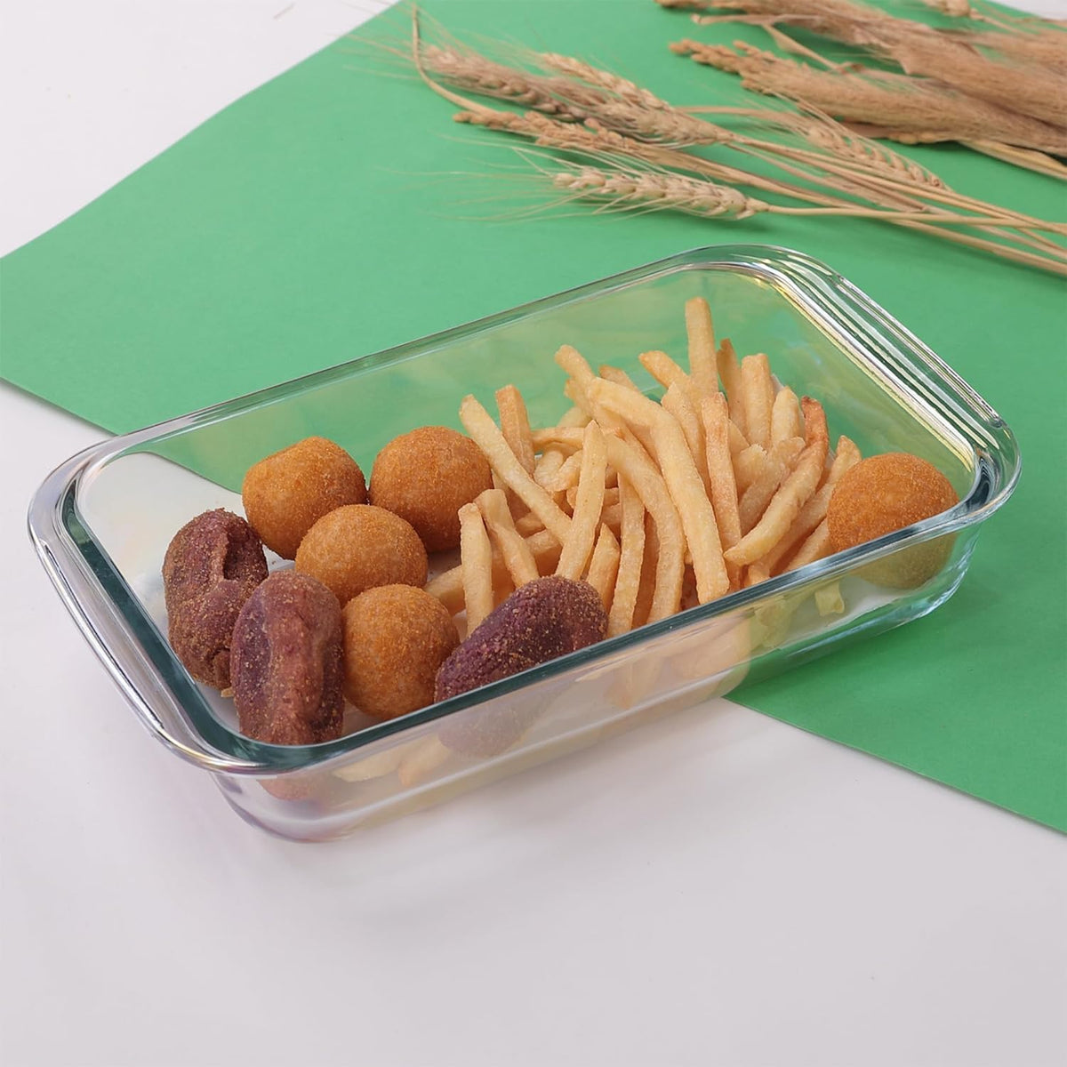 Homestic 2200 ml Borosilicate Glass Baking Tray | Transparent Microwave Oven Safe Utensils | Rectangular Bread Moulds for Baking | Dishwasher Safe | Multipurpose use Serving Tray