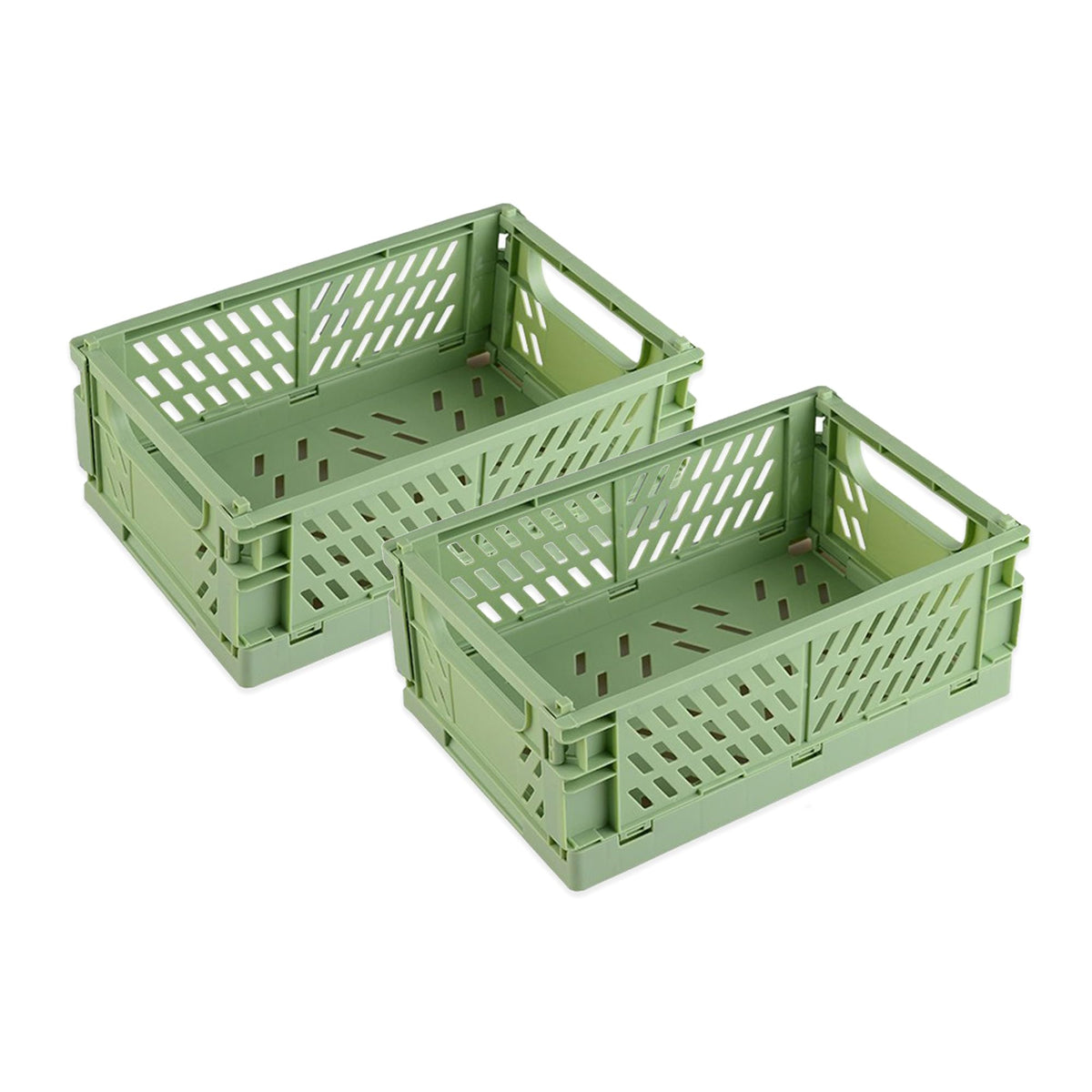 Kuber Industries (Set of 2) Small & Rugged Plastic Basket for Storage - For Kitchen, Makeup, Toiletries & Bathroom Items - Green