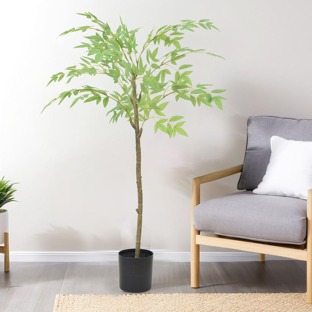 UMAI Nandi Artificial Plant (3ft) | Artificial Plants for Home Decor with Pot | Home Decor Items for Living Room, Office, Reception, Hospital, Temple | Aesthetic Room Decor Items for Bedroom- Green