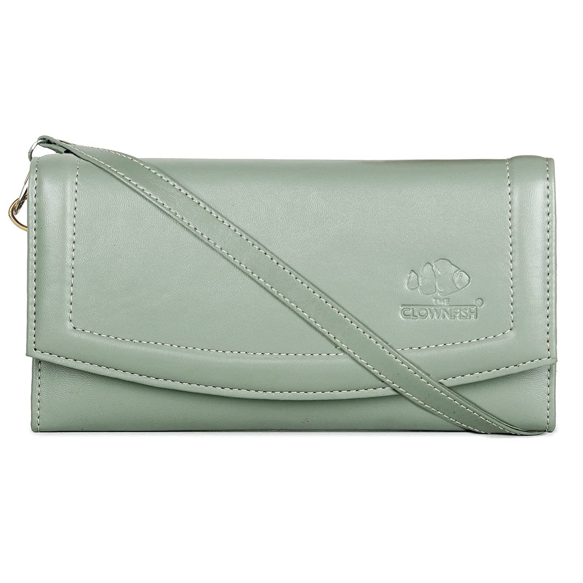 THE CLOWNFISH Women Trixie Ladies Wallet Purse Sling Bag With Shoulder Belt (Seafoam), Beige