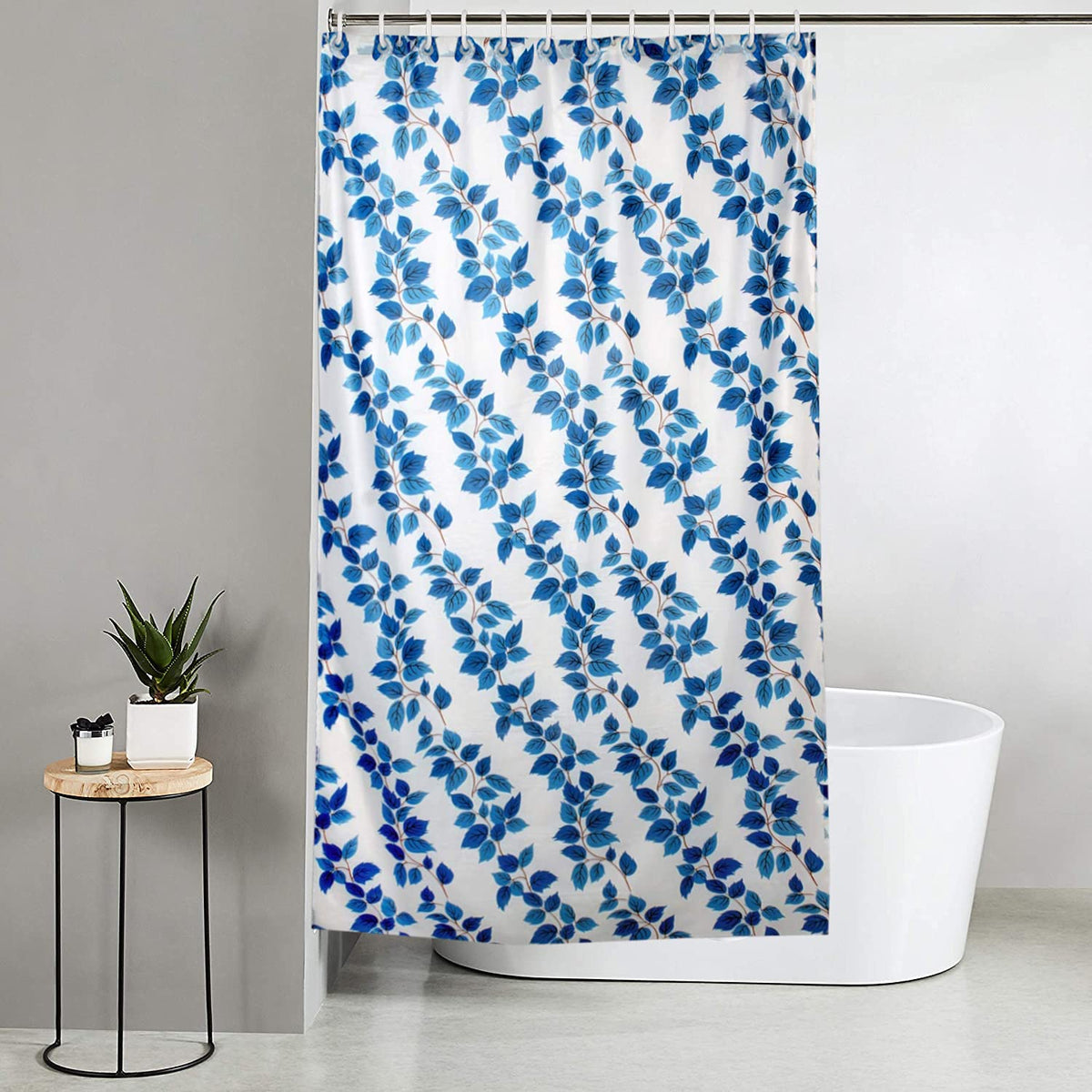 Kuber Industries 0.20mm Leaf Printed PVC AC Curtain with Hooks,7 Feet (Blue), Standard (HS39KUBMART023644)