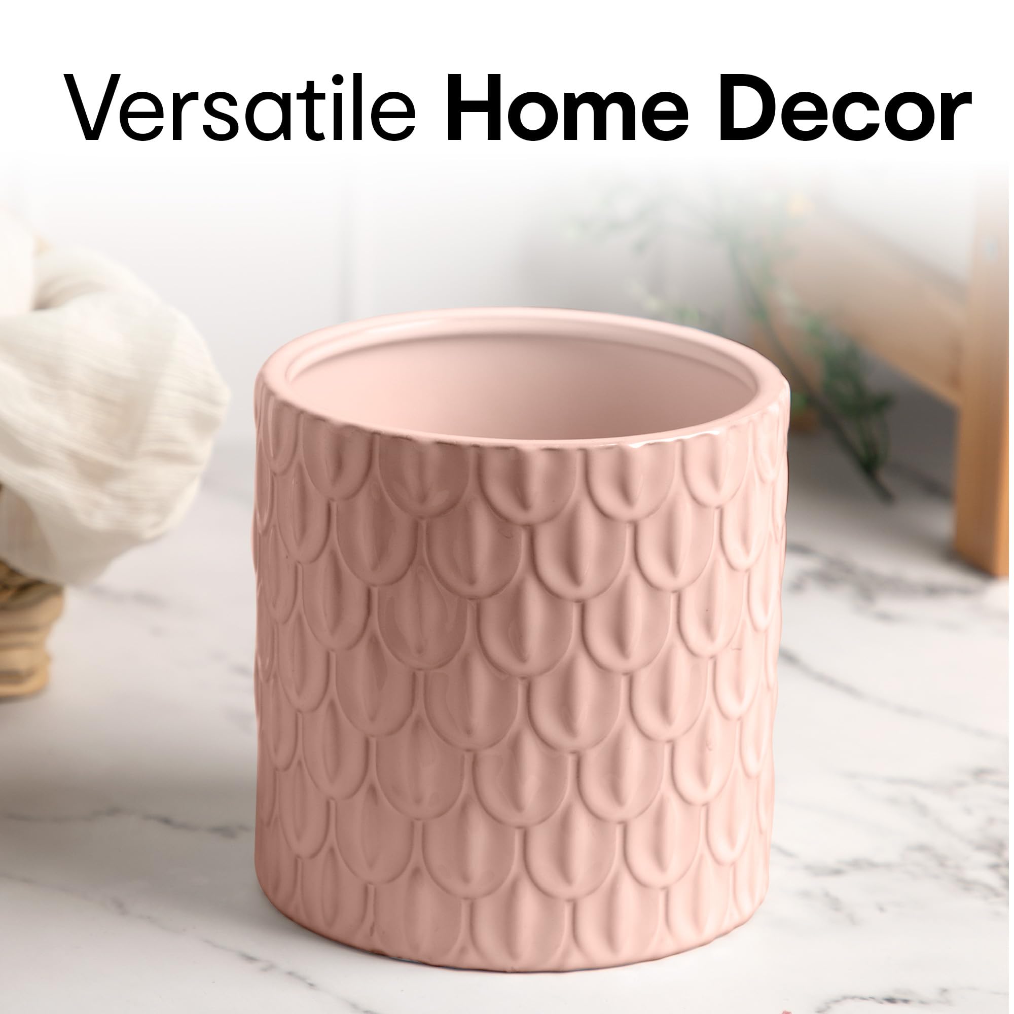 Anko Pink Scalloped Pot - Vibrant balcony accessory