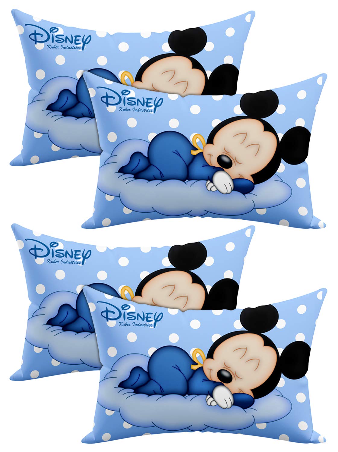 Kuber Industries Disney Printed Toddler Kids Pillow Silky Soft Microfiber Polyester, Perfect for Travel,Toddler Cot,12"x18" (Sky Blue)-Pack of 4-KUBMART15820