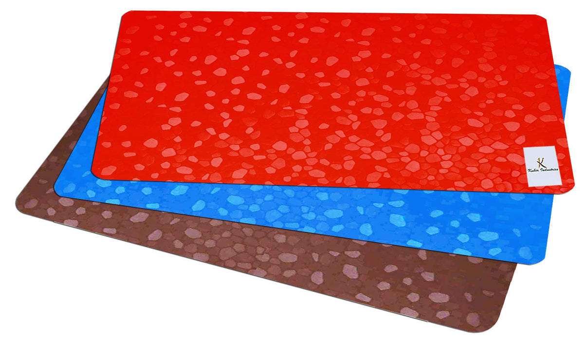 Kuber Industries Diamond Design 3 Pieces PVC Refrigerator/Fridge Multipurpose Drawer Mat Set(Brown, Blue and Red)-CTKTC32395