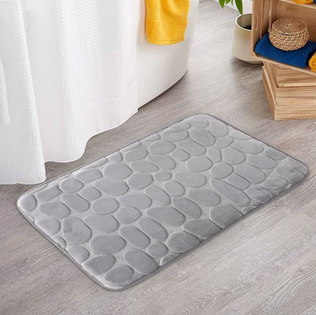 SAVYA HOME Coral Fleece Fabric Bathroom mat|40 x 60|Anti-Skid mat, Living Room mat, Doormat, Multipurpose mat | Quick dry bath mat|Non Slip bath mat|Bath tub mat| Grey