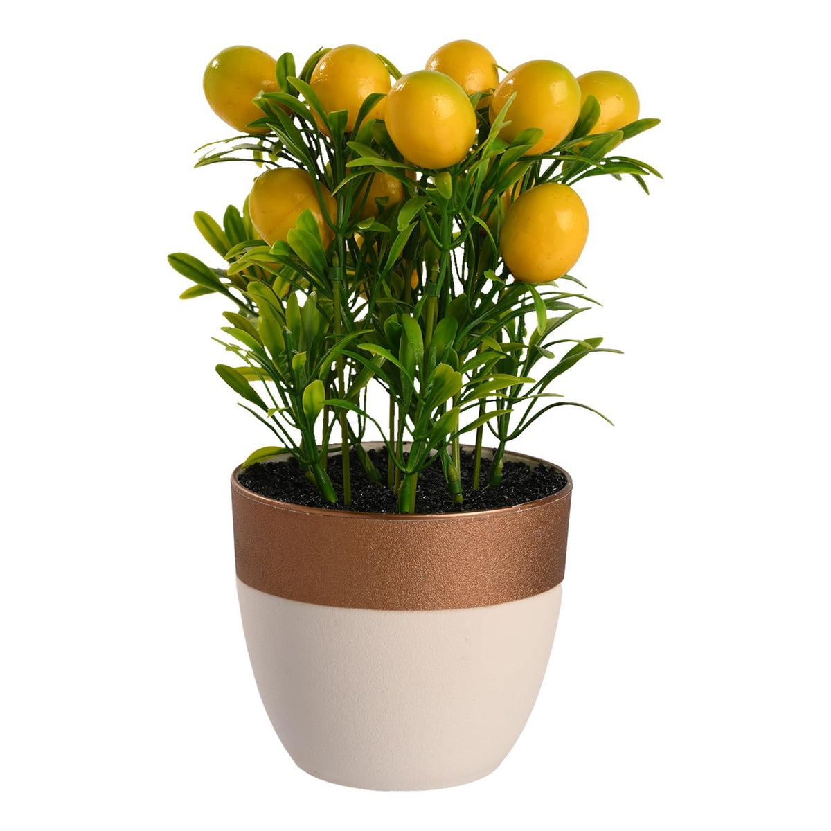 Ekhasa Lemon Fruit Plant Pot with Artificial leaves for Home Decoration | Guldasta Plants Pots with Artificial Show Fruits for Living Room, Dining Table, Bedroom, Hall, Office & Home Decor