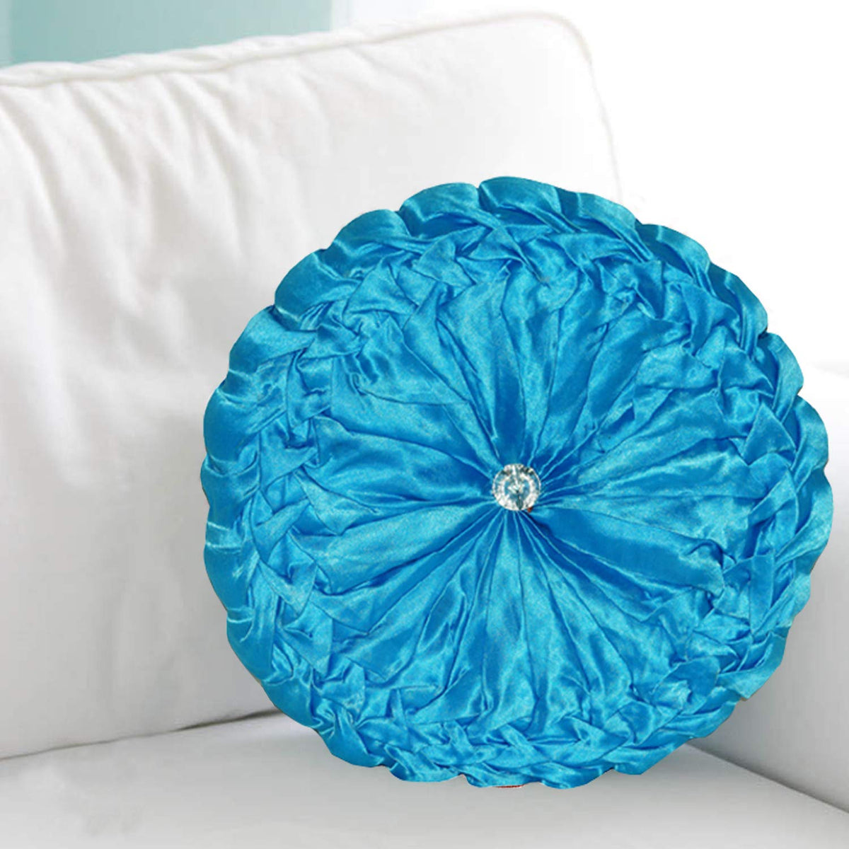 Kuber Industries Round Shape Silk Cushion - 13.7"x13.7", Multicolour